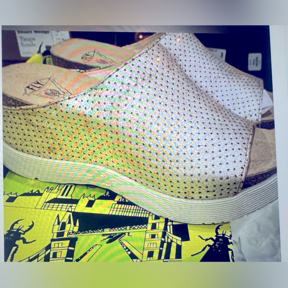 Fly London. Fly Wedge Slide in Cool Pearl